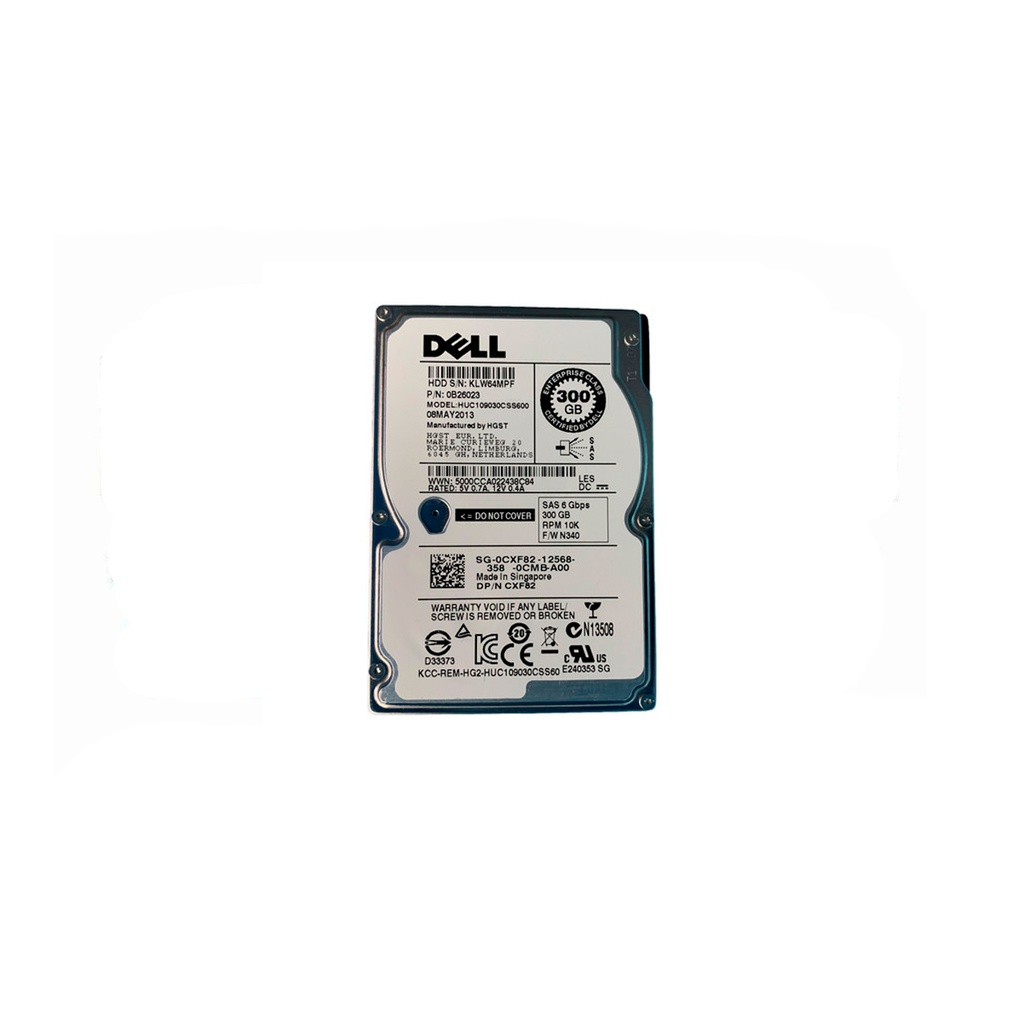 DELL CXF82 300GB HDD 2.5" SAS-2 6GB/S 10K 64MB