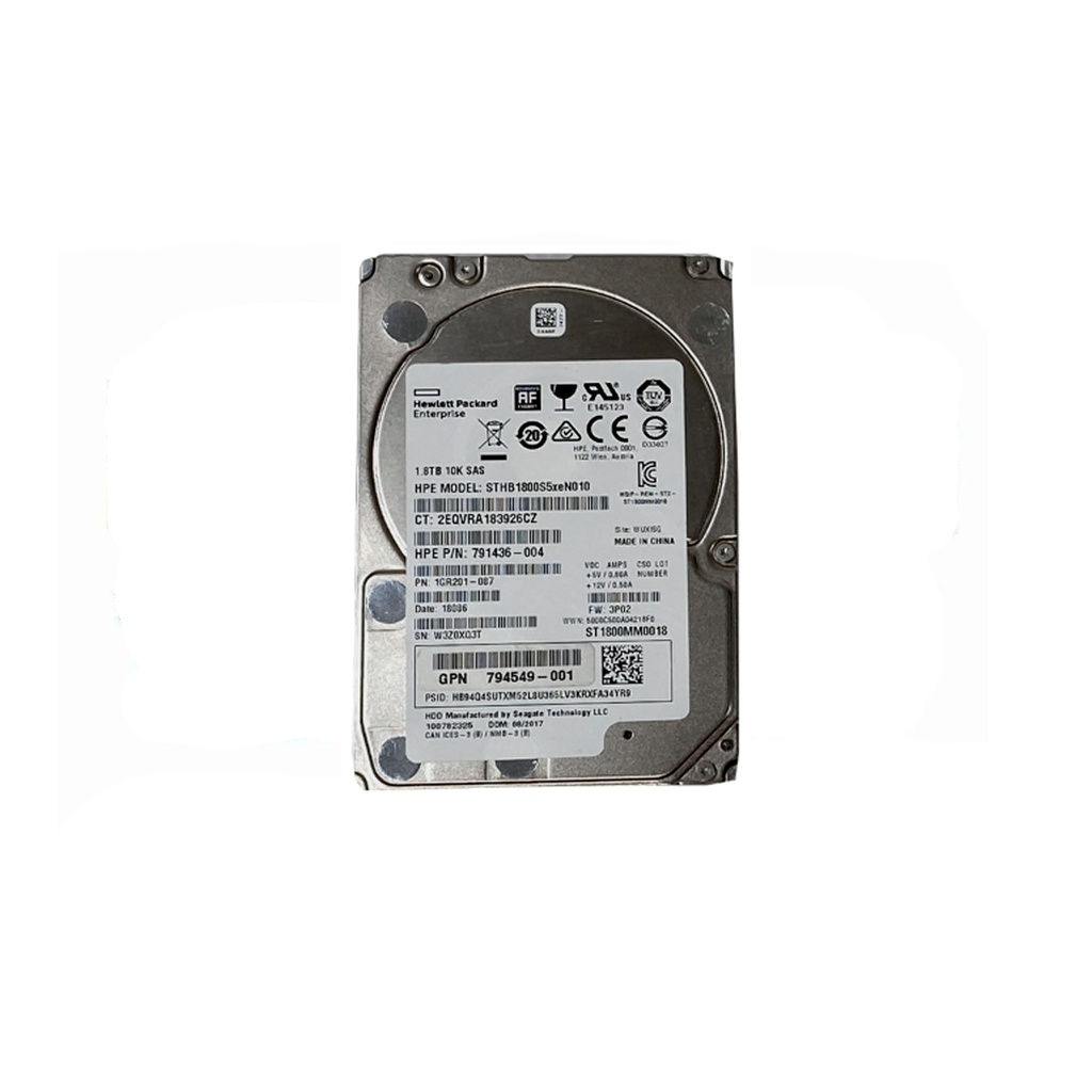 HPE ST1800MM0018 SAS 2.5" 1.8TB 10K RPM SAS3 12GB/S 128MB 791436-004