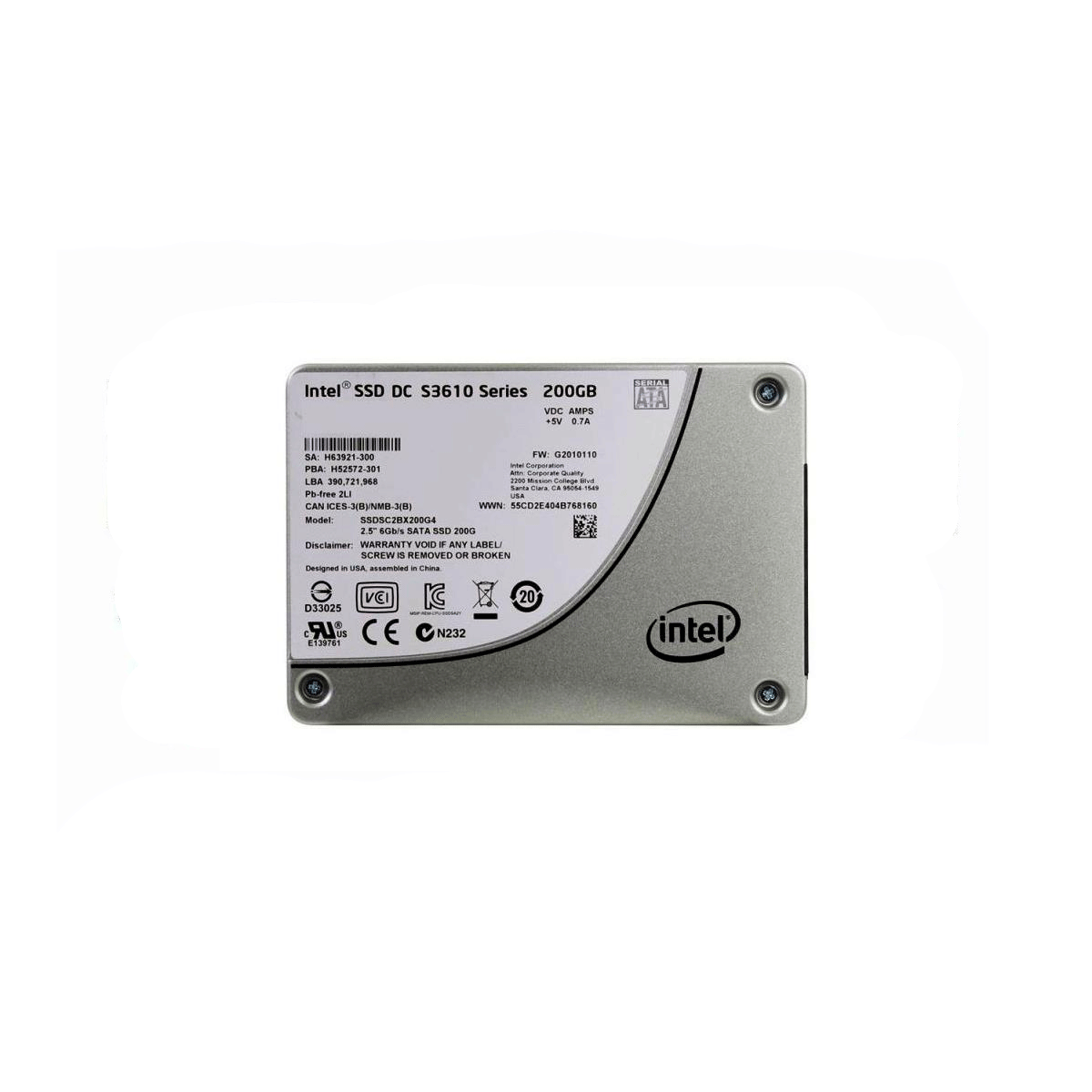 INTEL DC S3610 SERIES SSDSC2BX200G4P SSD 200GB 2.5" SATA 6GB/S