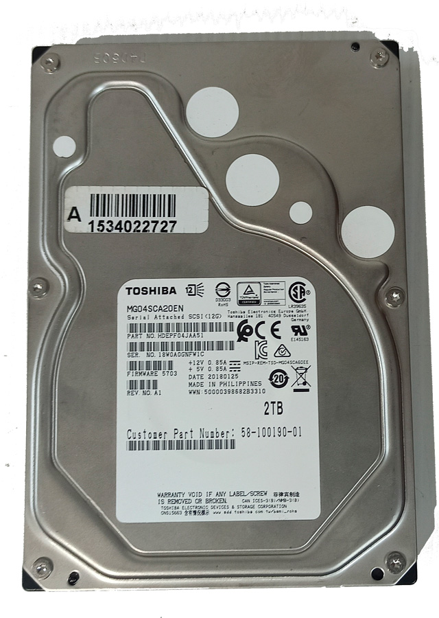 TOSHIBA MG04SCA20EN HDD 2TB 3.5" SAS 12GB/S 7.2K RPM