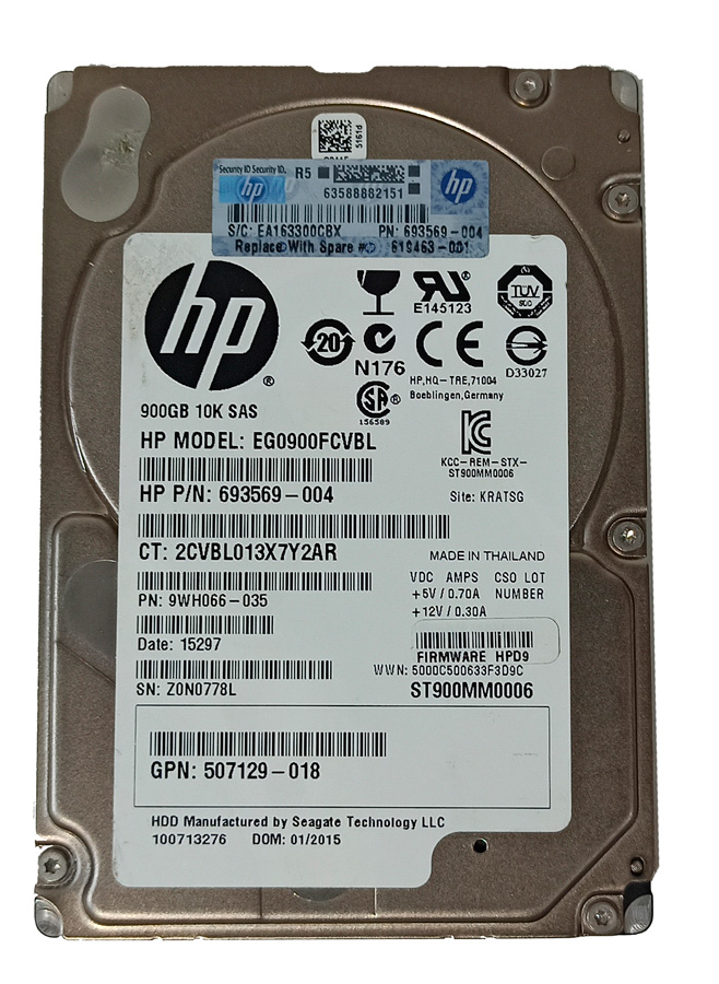 HP ST900MM0006 HDD 900GB 2.% SAS 6GB/S 10K RPM - 693569-004