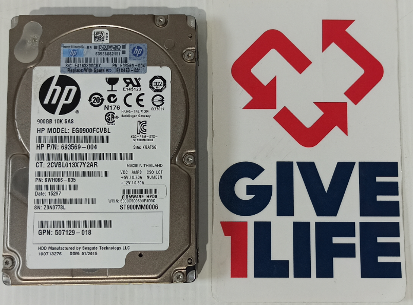 HP ST900MM0006 HDD 900GB 2.% SAS 6GB/S 10K RPM - 693569-004