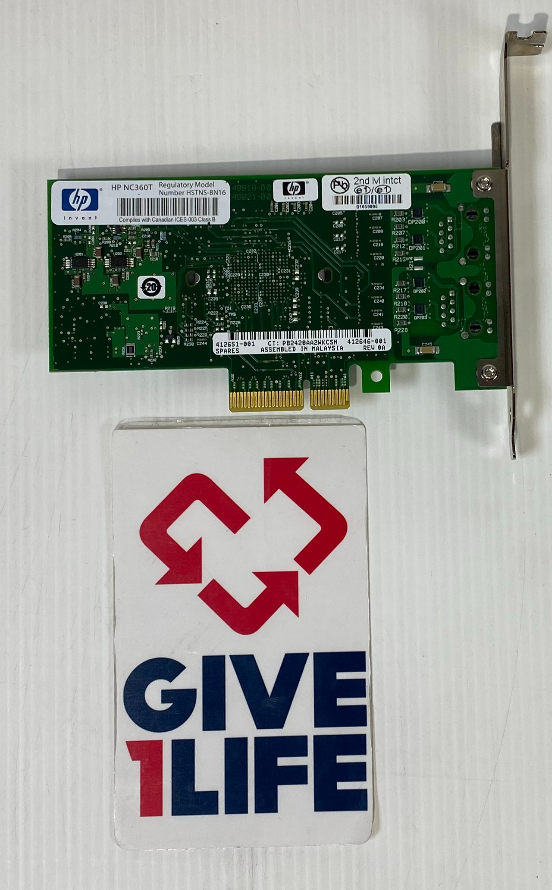 HP NC360T DUAL PORT 1GB/S FULL BRACKET NETWORK CARD 412651-001