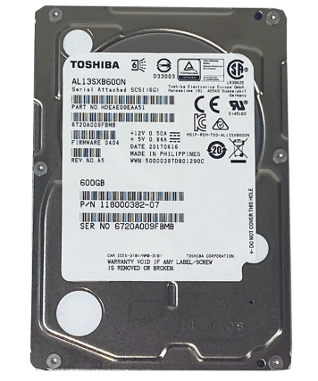 TOSHIBA AL13SXB600N HDD 600GB SAS 2.5" 15KRPM 6GB/S - FOR SERVER