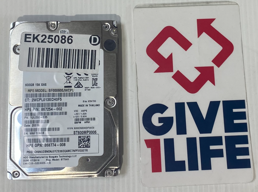 HPE ST600MP0006 HDD 2.5" SAS 600GB 12GB/S 15K RPM -PN:867254-002