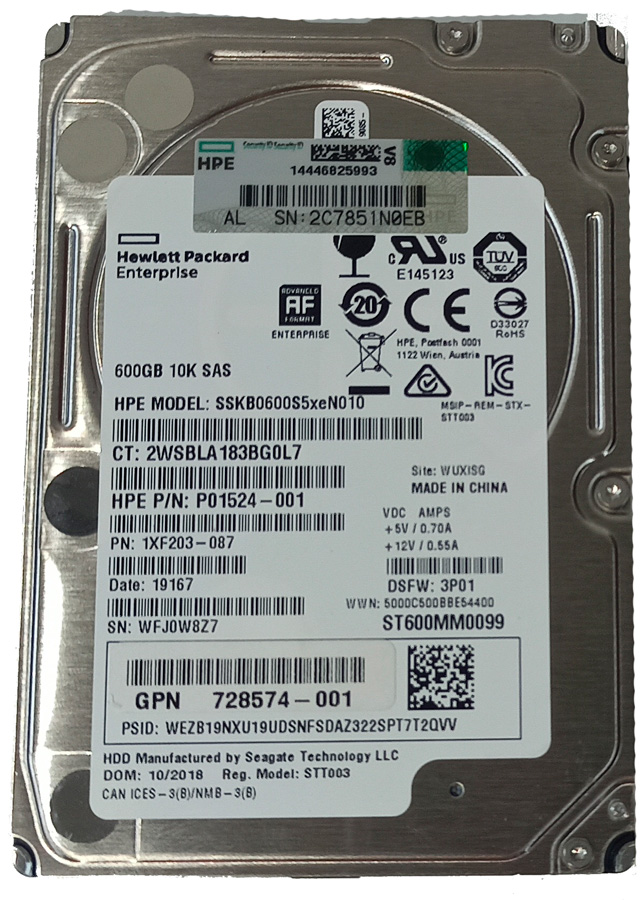 HPE ST600MM0099 600GB HDD SAS 2.5" 6GB/S 10K RPM - P01524-001
