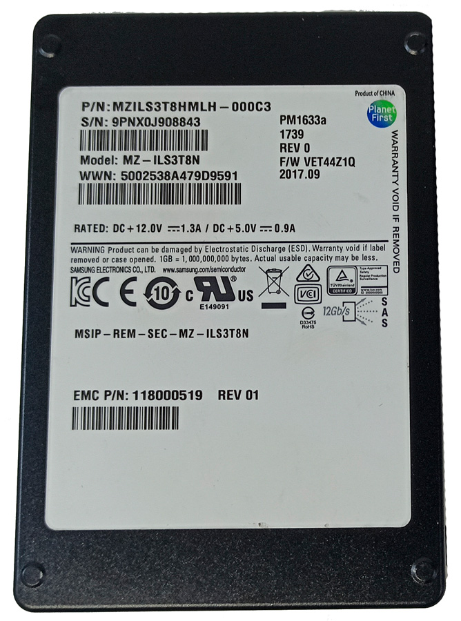 SAMSUNG MZILS3T8HMLH-000C3 3,84TB SSD SAS 2.5" 12GB/S - PM1633a