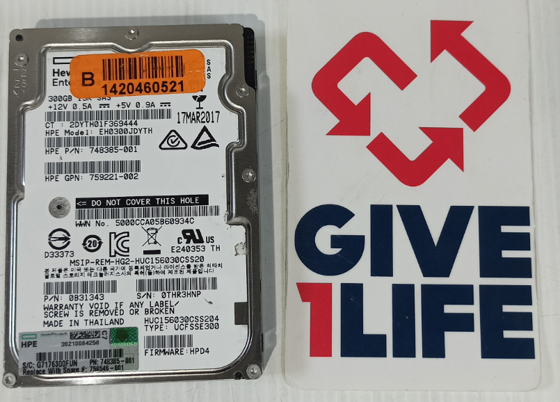 HPE HUC156030CSS204 300GB HDD SAS3 2.5" 12GB/S 15K - 748385-001