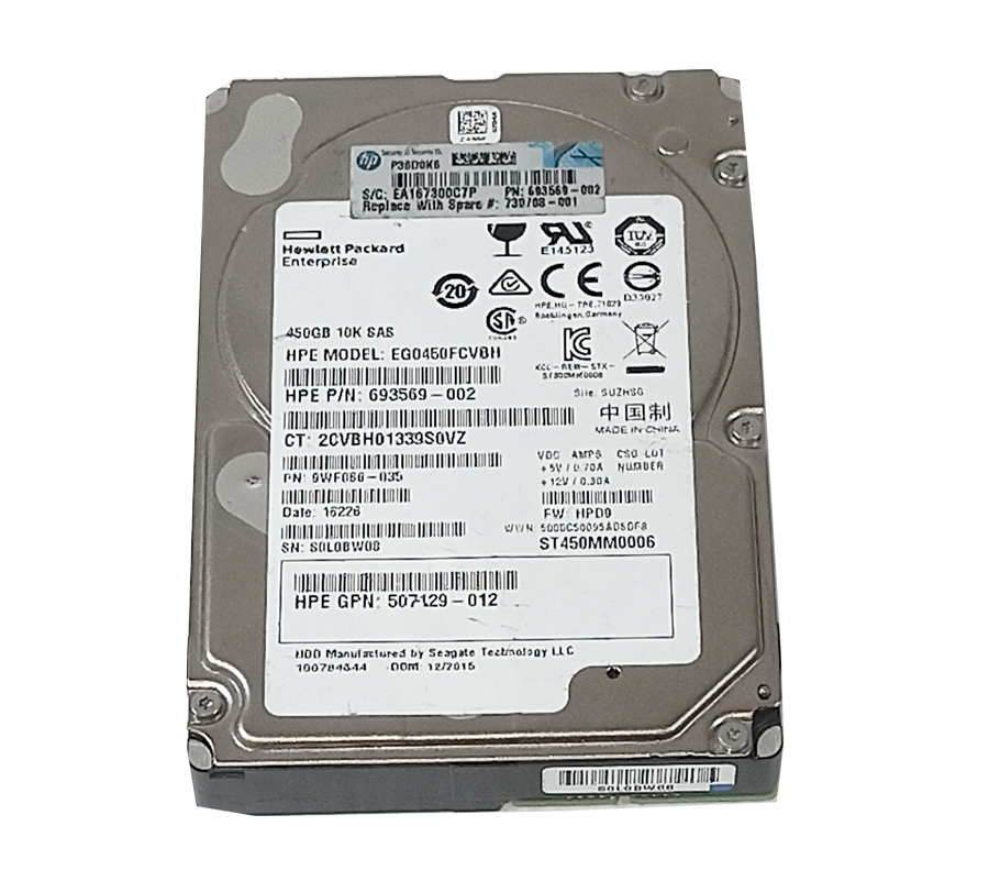 HPE ST450MM0006 450GB HDD SAS2 2.5" 6GB/S 10K - 693569-002