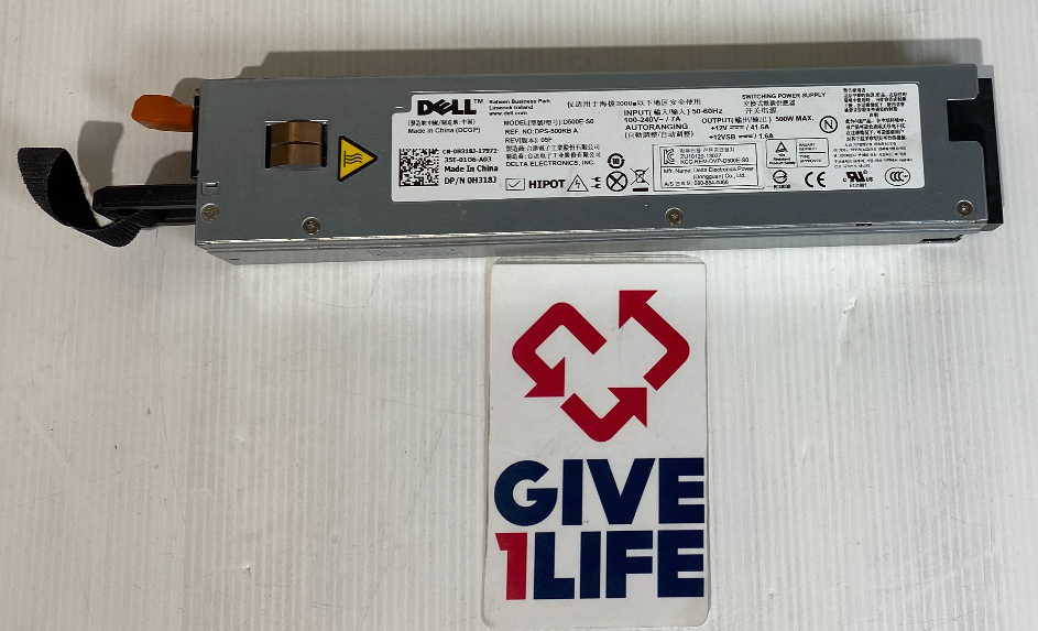 DELL FUENTE DE ALIMENTACION 500W PARA POWEREDGE R410 R415 PN: H318J/0H318J
