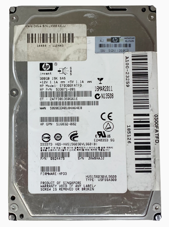 HP HUS156030VLS600 HDD SAS 300GB 3.5" 15K RPM 6GB/S 64MB CACHE PN:533871-001