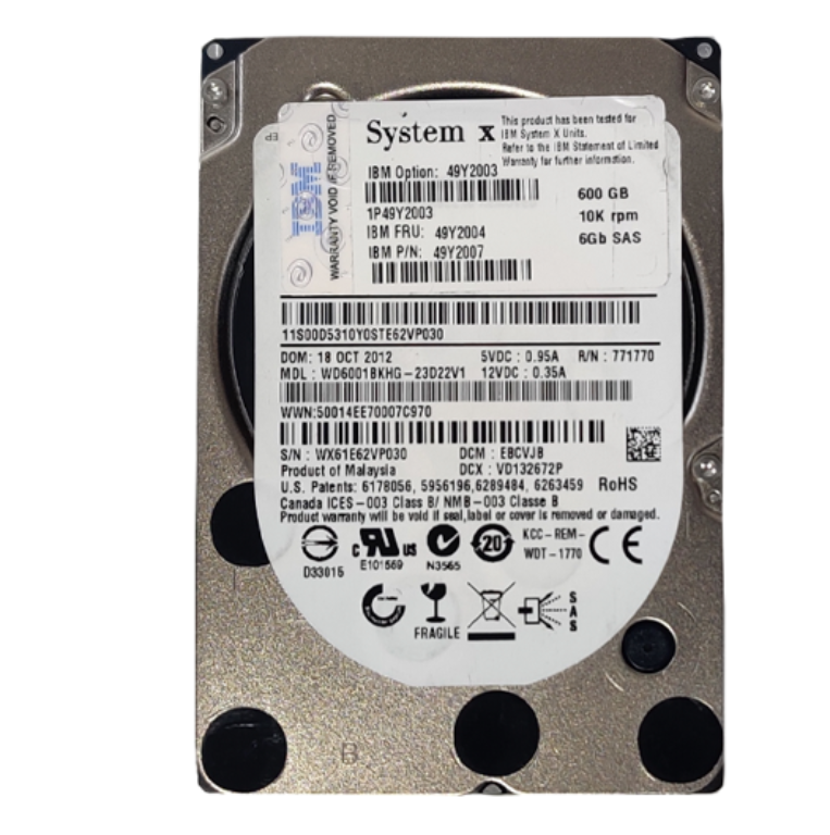 WESTERN DIGITAL WD6001BKHG 600GB HDD 2.5 SAS-2 6GB/S 10K CACHE 128 - SERVIDORES