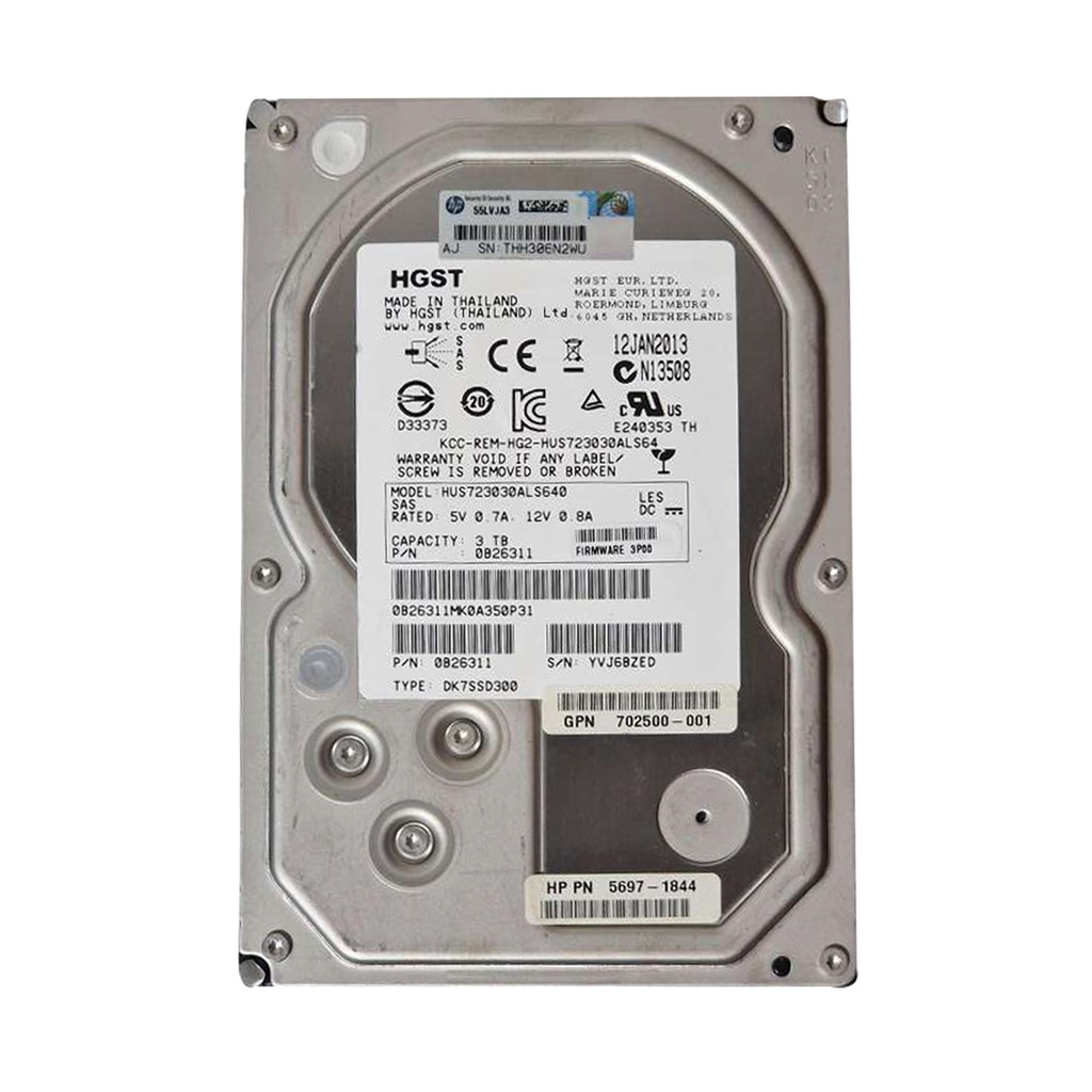 HITACHI HUS723030ALS640 3TB HDD 3.5" SAS-2 6GB/S 7.2K 64MB - SERVIDORES HP DELL