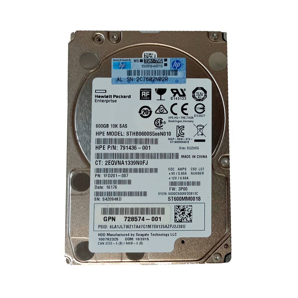 HPE ST600MM0018 600GB HDD 2.5" SAS-3 12GB/S 10K 128MB - 791436-001