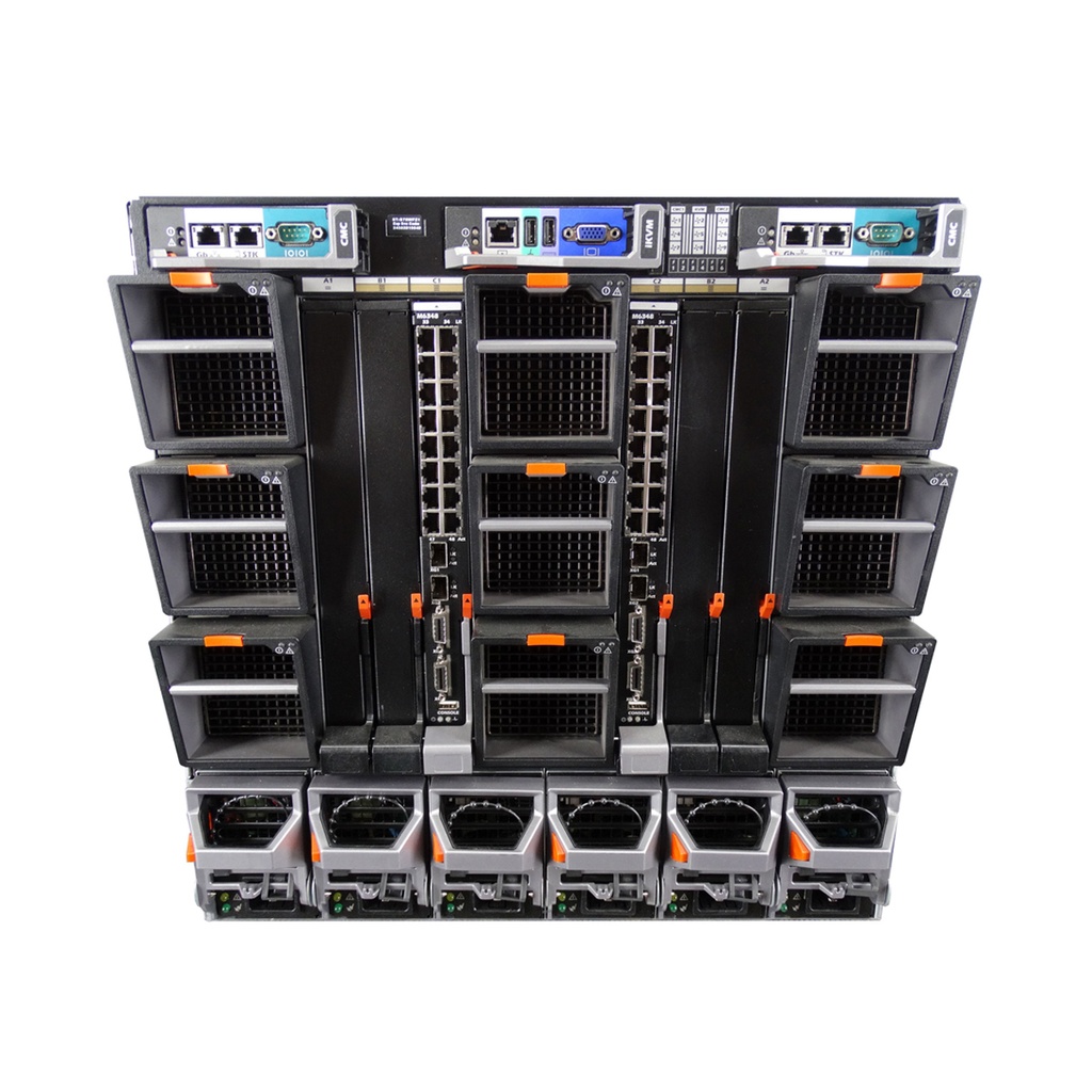 DELL M1000e Blade + 16 x M610 384GB RAM 64CO/128TH + 2X M6220