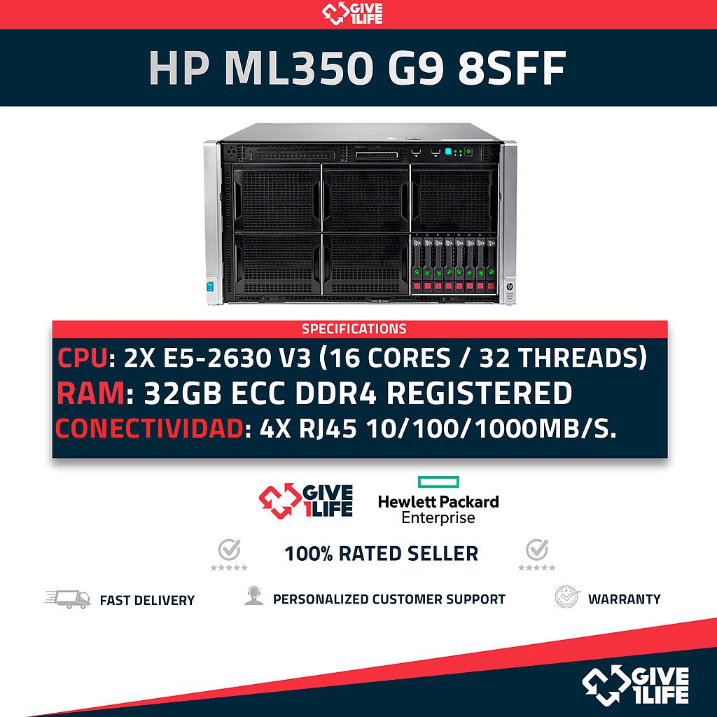HP Proliant ML350 G9 8SFF 2x E5-2630 v3 + 32 GB RAM + P440 AR 2GB + 2PSU