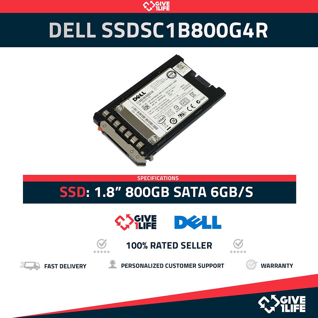DELL INTEL SSDSC1B800G4R 800GB SSD 1.8" SATA 6GB/S + CADDY 0JV1MV