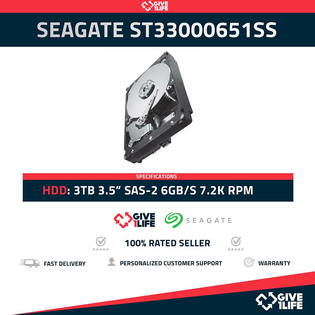 SEAGATE ST33000651SS 3TB HDD 3.5" SAS-2 6GB/S 64MB - SERVIDORES HP / DELL / IBM