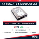 4x SEAGATE ST33000650SS 3TB HDD 3.5" SAS-2 6GB/S 64MB - SERVIDORES HP / DELL / IBM