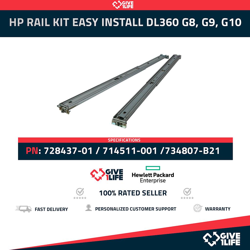 RAILS KIT HP PROLIANT DL360 G8, G9, G10 SFF 1U EASY INSTALL 728437-001 / 714511-001