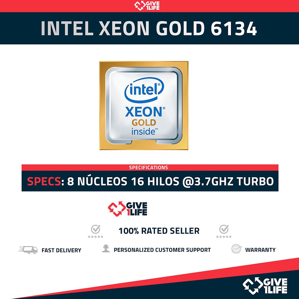 Intel Xeon Gold 6134 8 Núcleos 16 Hilos 3.70GHz Turbo, 3.20GHz Base 24.75MB L3 Caché
