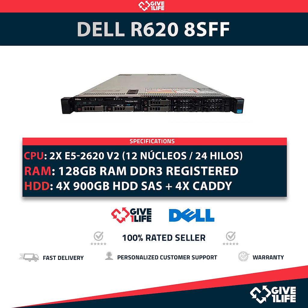 DELL PowerEdge R620 2x Xeon 2620 V2 12 Núcleos 24 Hilos 128GB RAM 3.6TB 4x1GB LAN