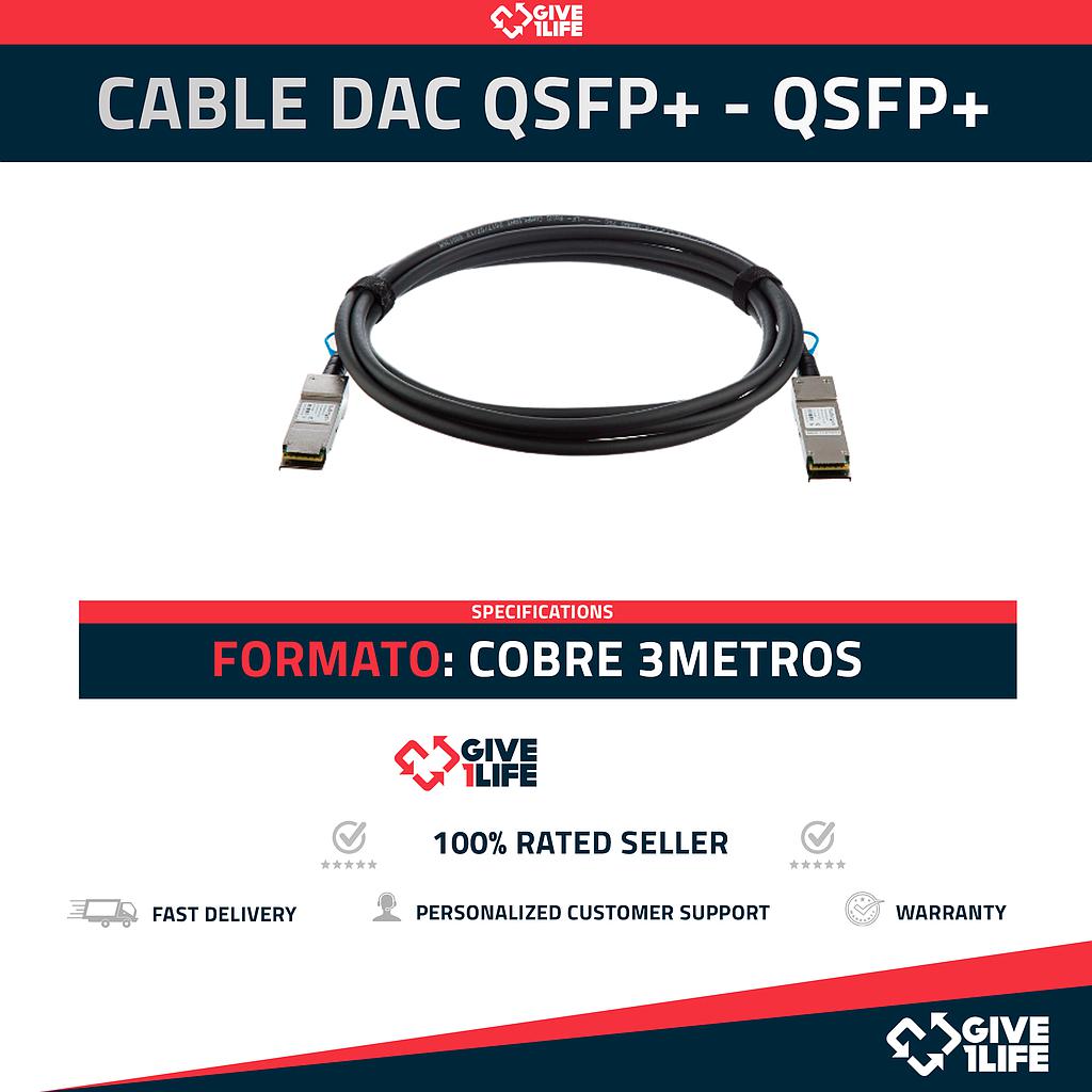 Cable DAC QSFP+ a QSFP+ 3m Cobre 40GB/s