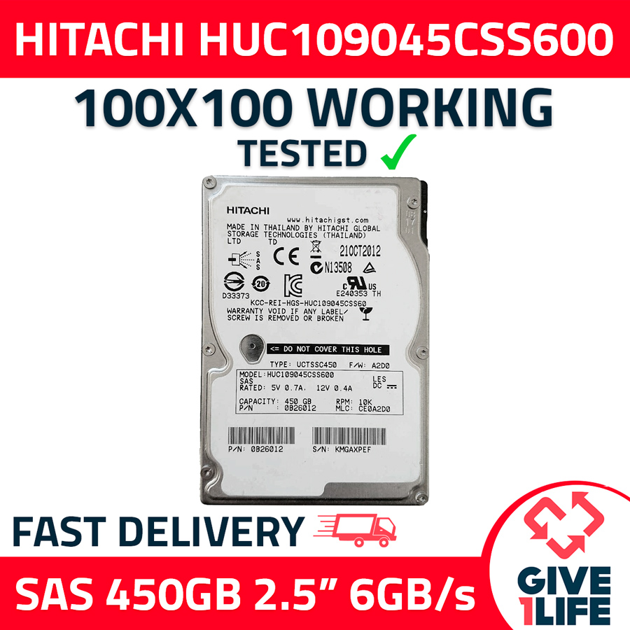 HITACHI HUC109045CSS600 450GB HDD 2.5" SAS-2 6GB/S 10K 64MB