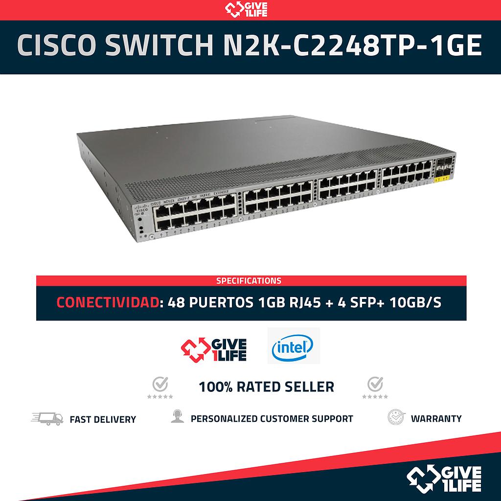 CISCO Fabric Extender FEC N2K-C2248TP-1GE 48 PUERTOS 10/100/1000 GIGABIT RJ45 + 4 PUERTOS SFP+ 10GB/s