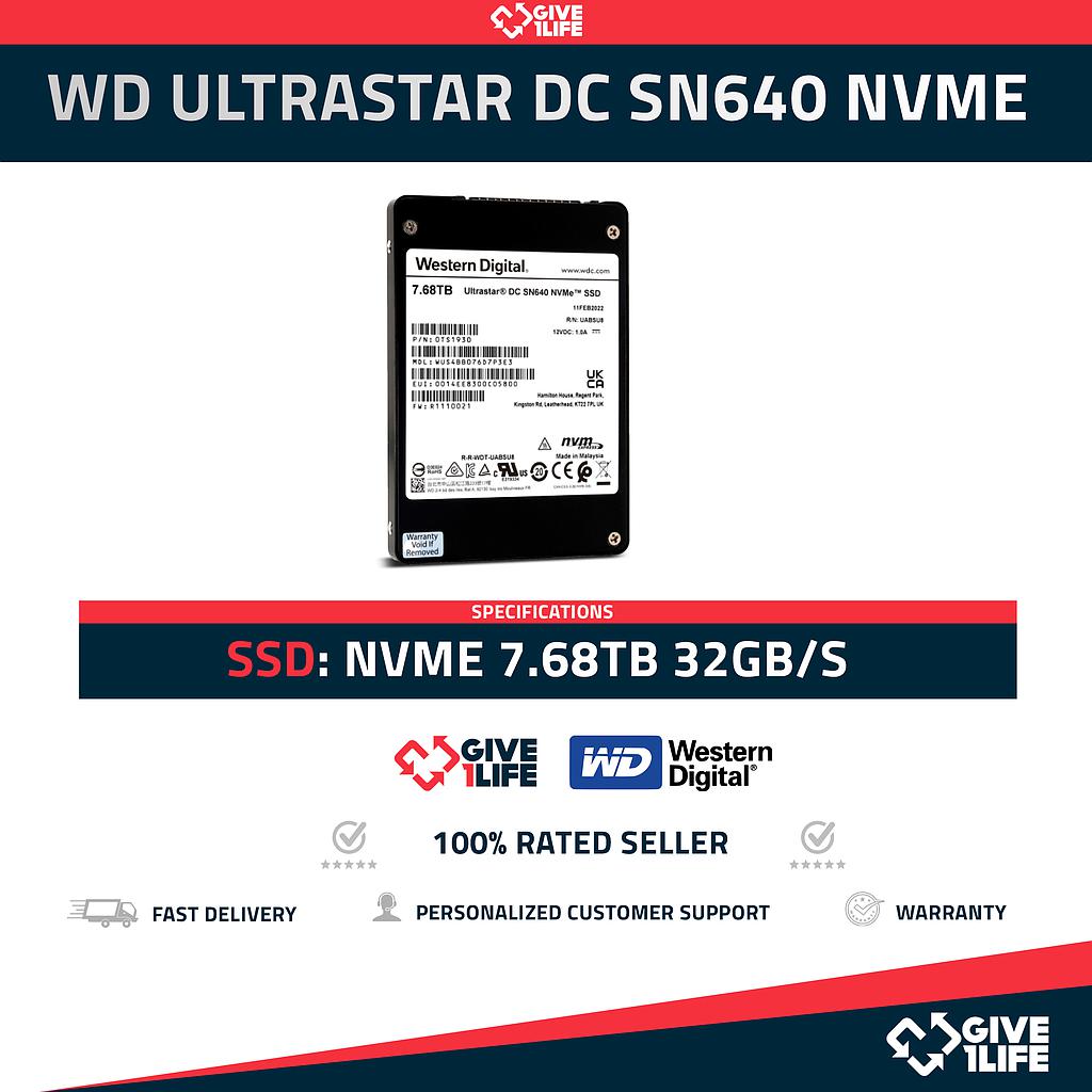 WESTERN DIGITAL UltraStar DC SN640 7.68TB SAS SSD NVMe 2.5" SFF 32GB/S