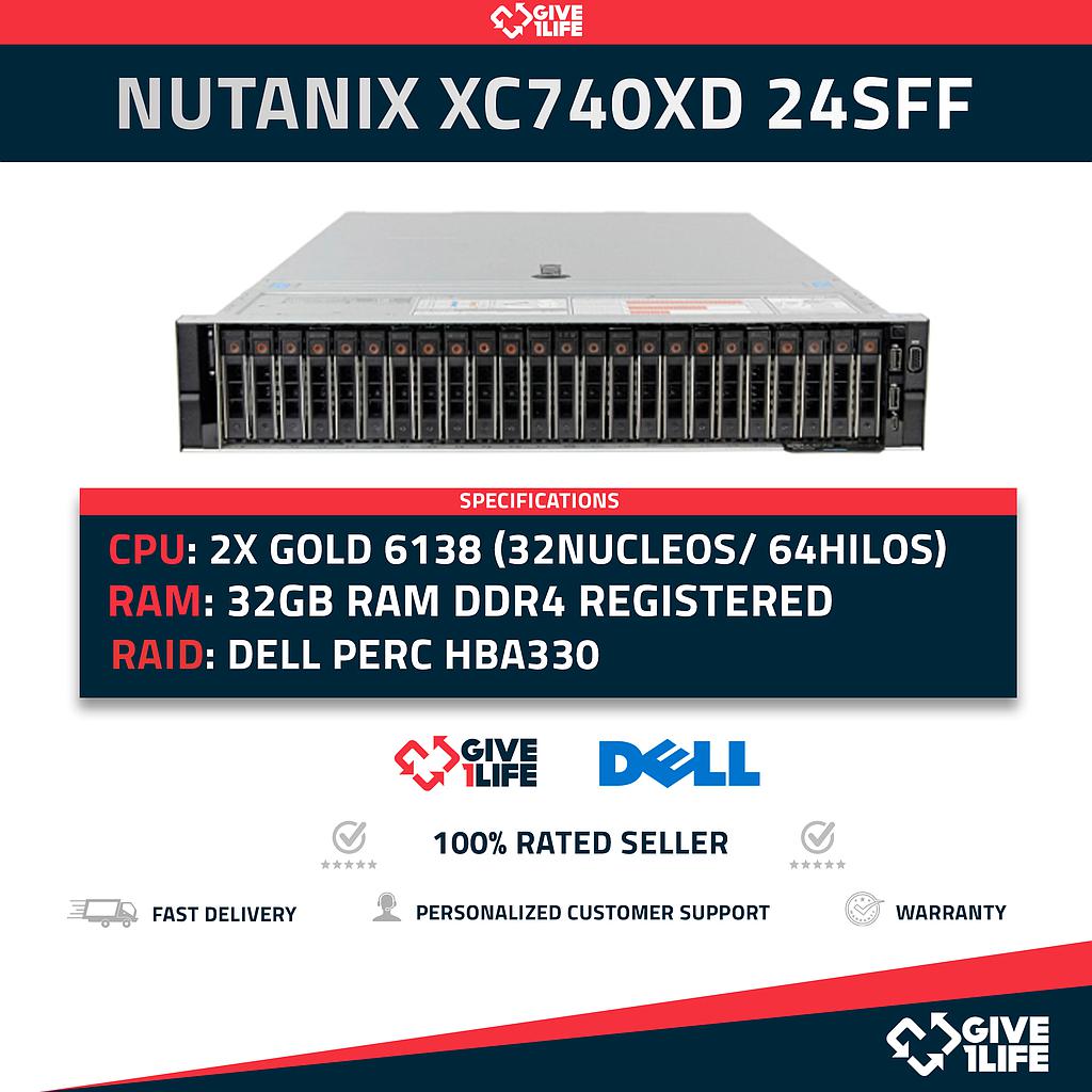 Dell Nutanix XC740XD 24SFF 2x Xeon Gold 6130 32 Nucleos / 64 Hilos 128GB RAM PERC H330 HBA