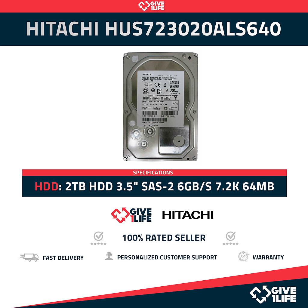 HITACHI HUS723020ALS640 2TB HDD 3.5" SAS-2 6GB/S 7.2K 64MB - PARA SERVIDORES