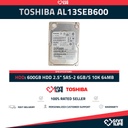 TOSHIBA AL13SEB600 600GB HDD 2.5" SAS-2 6GB/S 10K 64MB