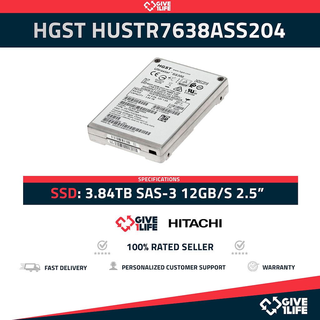 HITACHI HUSTR7638ASS204 SSD 3.84TB SAS-3 12GB/s
