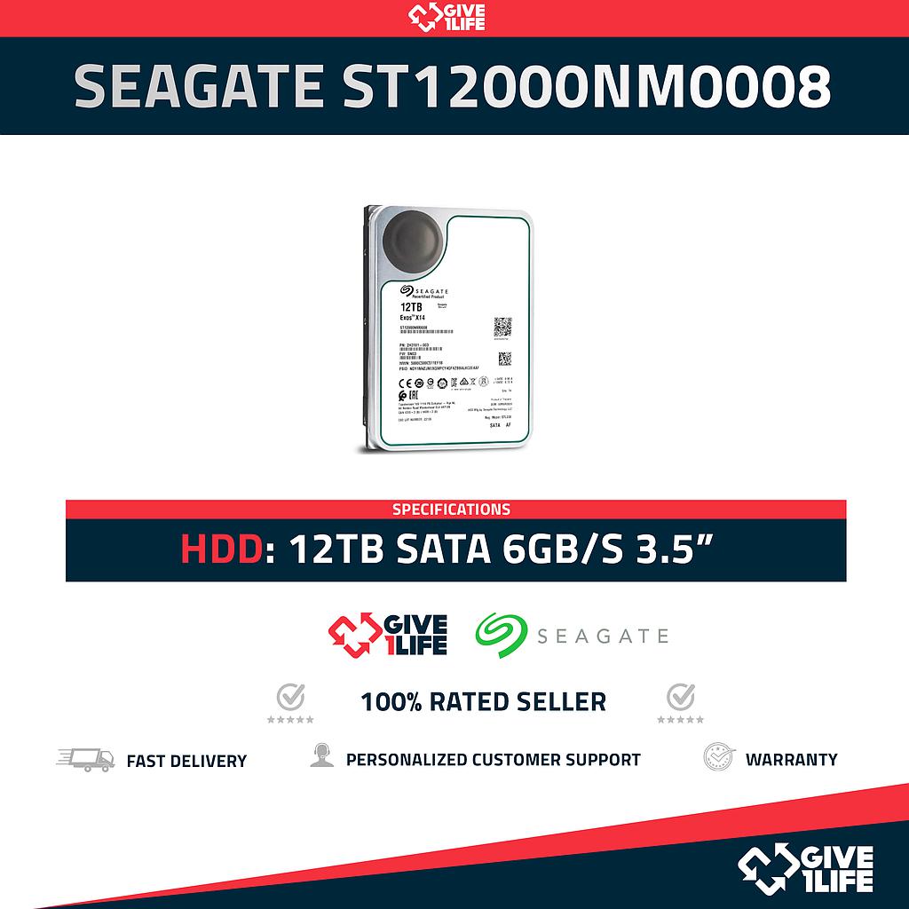 SEAGATE ST12000NM0008 HDD 12TB SATA 6GB/s 3.5" 7.2K RPM