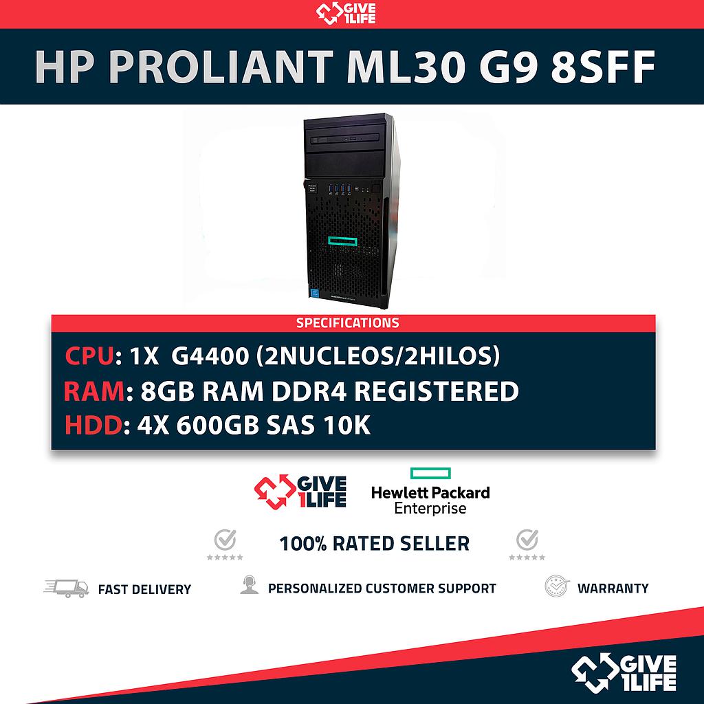 HP Proliant ML30 G9 8SFF 1x G4400 + 8GB RAM DDR4+ P440AR + 2PSU + 4X 600GB HDD