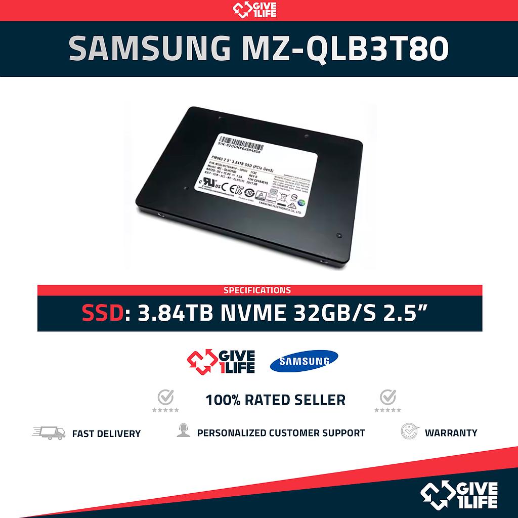 SAMSUNG MZ-QLB3T80 PM983 SSD 3.84TB 2.5″ NVME 32GB/S