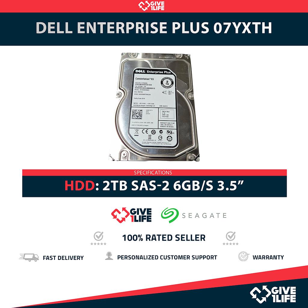 DELL ENTERPRISE PLUS 07YXTH 2TB HDD 3.5" SAS-2 6GB/S 7.2K 64MB