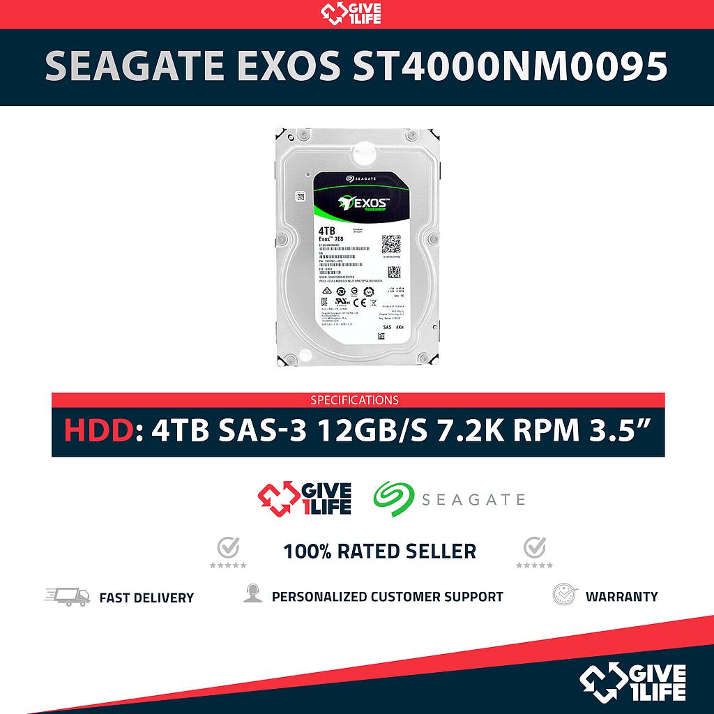 SEAGATE EXOS ST4000NM0095 4TB HDD 3.5" 4KN SAS-3 12GB/S 7.200 RPM 128MB CACHÉ