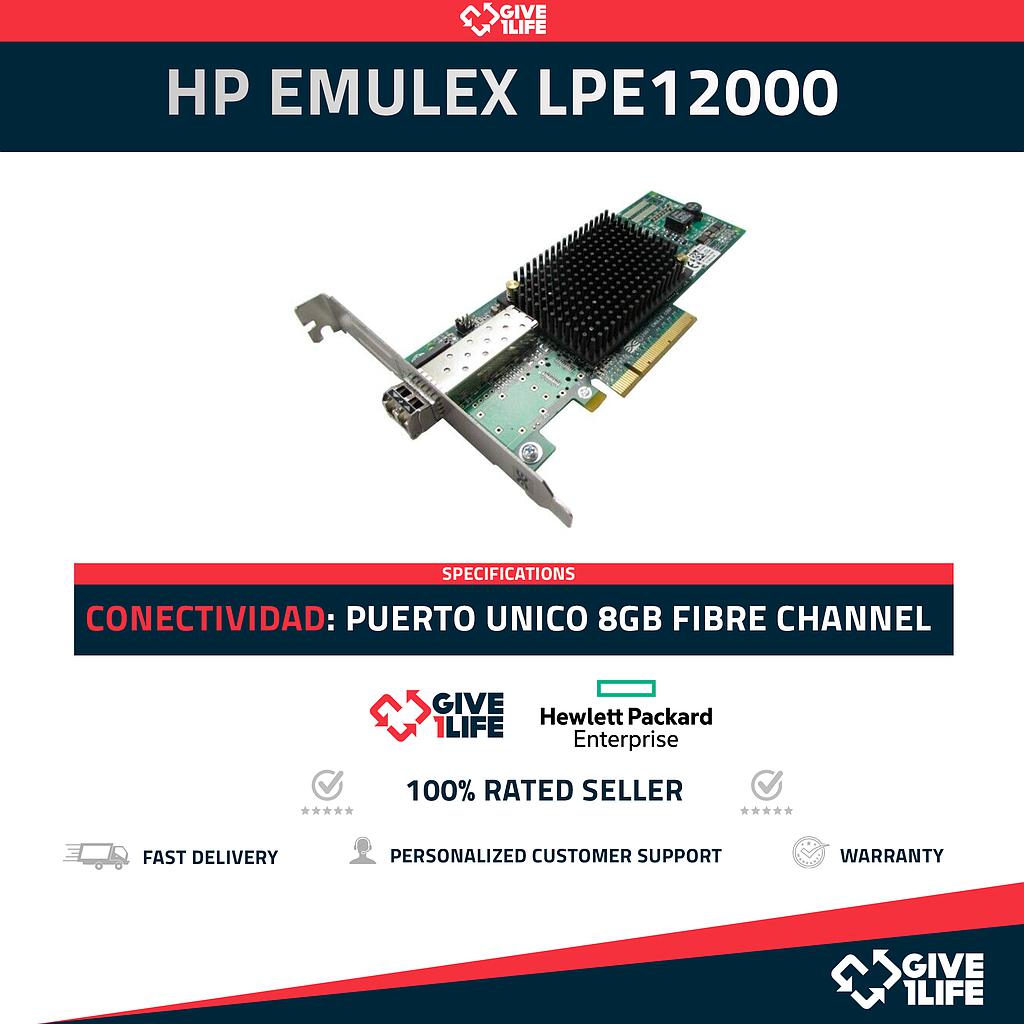 HP EMULEX LPE12000 PUERTO UNICO 8GB FIBRE CHANNEL PERFIL ALTO - PN:489192-001