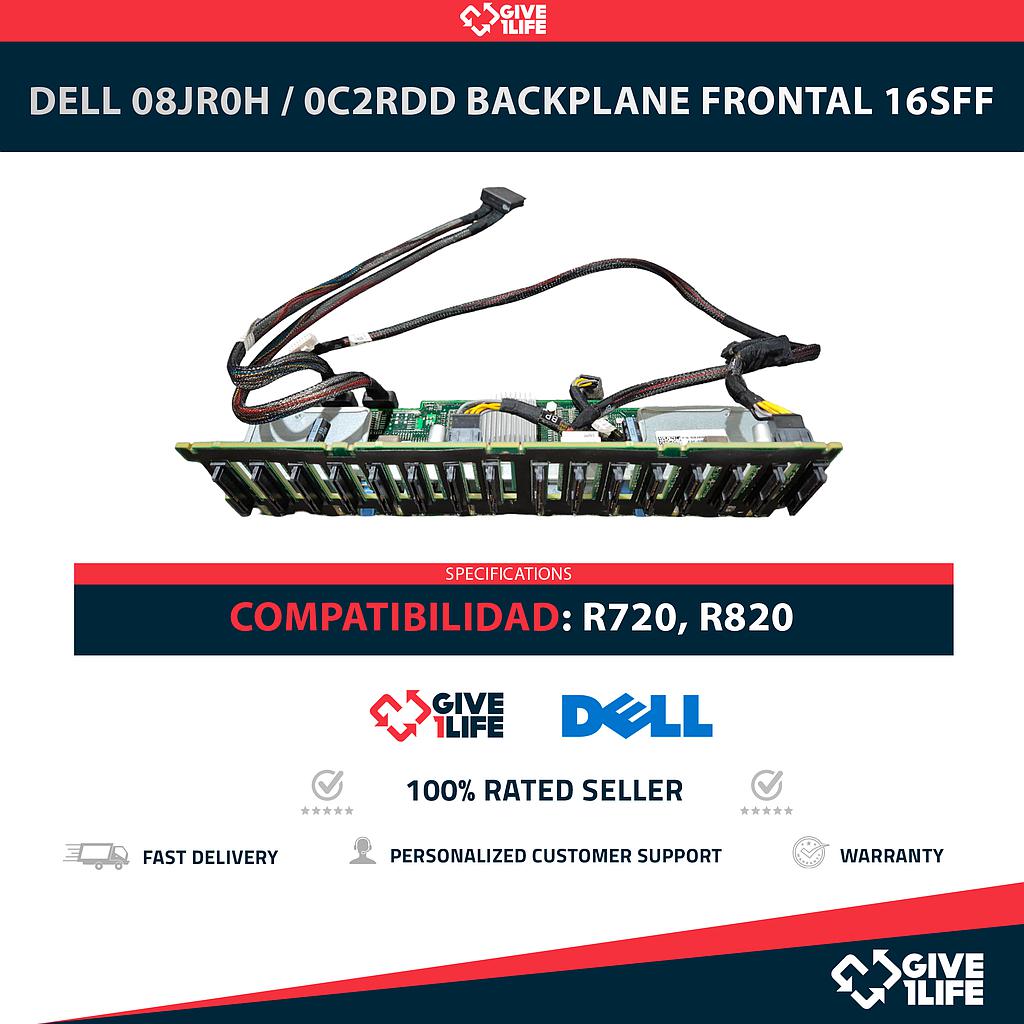 DELL 08JR0H / 0C2RDD / 08X25D Backplane Frontal 16SFF 16 Bahías de 2.5" para R720 y  R820