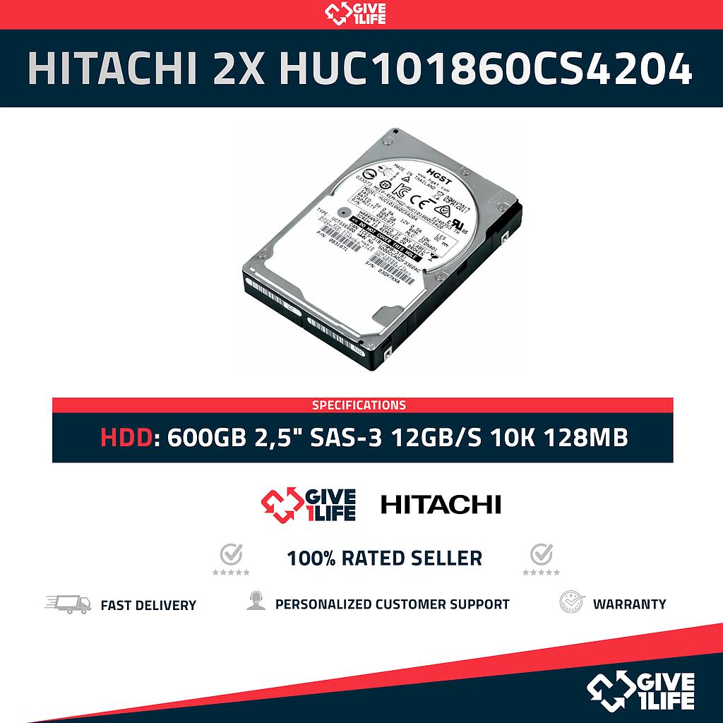 HITACHI 2X HUC101860CS4204 600GB 2,5" SAS-3 12GB/S 10K 128MB