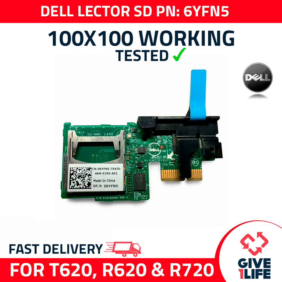 DELL T620 R620 R720 LECTOR DE TARJETAS SD DOBLE MODULO 06YFN5 6YFN5 TESTEADO