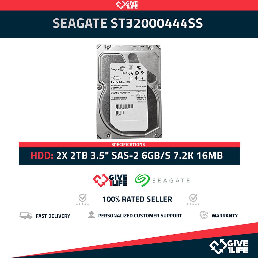 LOTE 2x Seagate ST32000444SS 2TB HDD 3.5" SAS-2 6GB/S 7.2K 16MB - SERVIDORES HP DELL