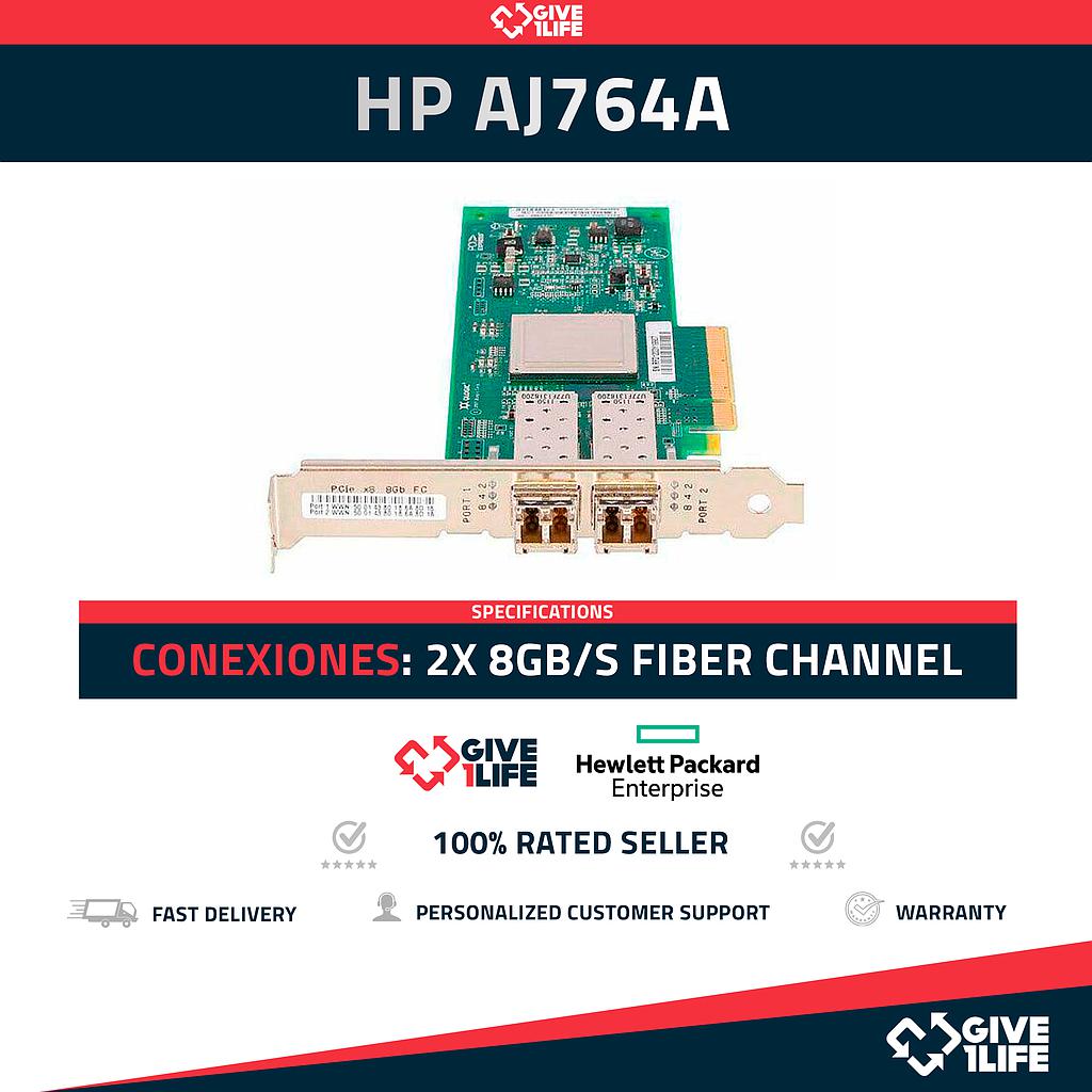 HP AJ764A SFP FIBER CHANNEL 82Q 8GB/S PERFIL ALTO+ DOBLE PUERTO (AJ718A) PCIe - 489191-001