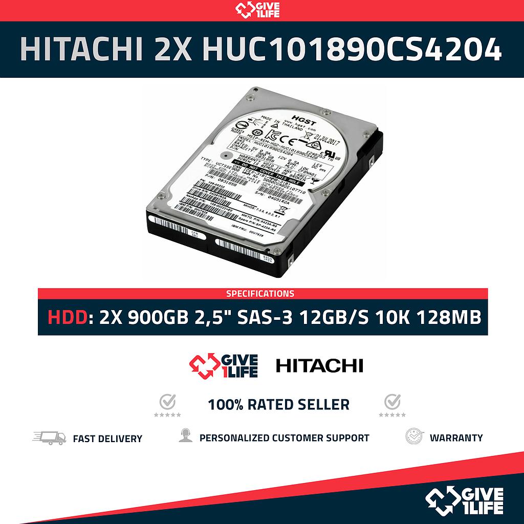 HITACHI 2X HUC101890CS4204 900GB HDD 2,5" SAS-3 12GB/S 10K 128MB