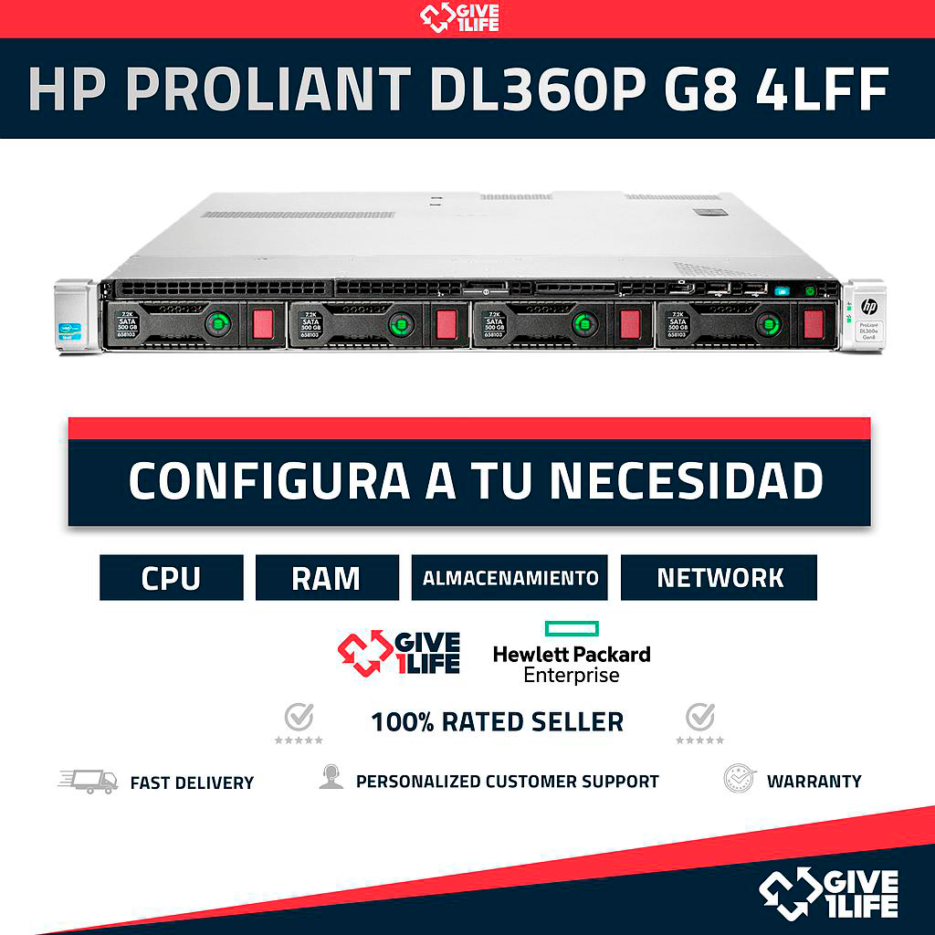HP Proliant DL360P G8 4LFF 1U (4 x 3.5" Bahías) CONFIGURABLE