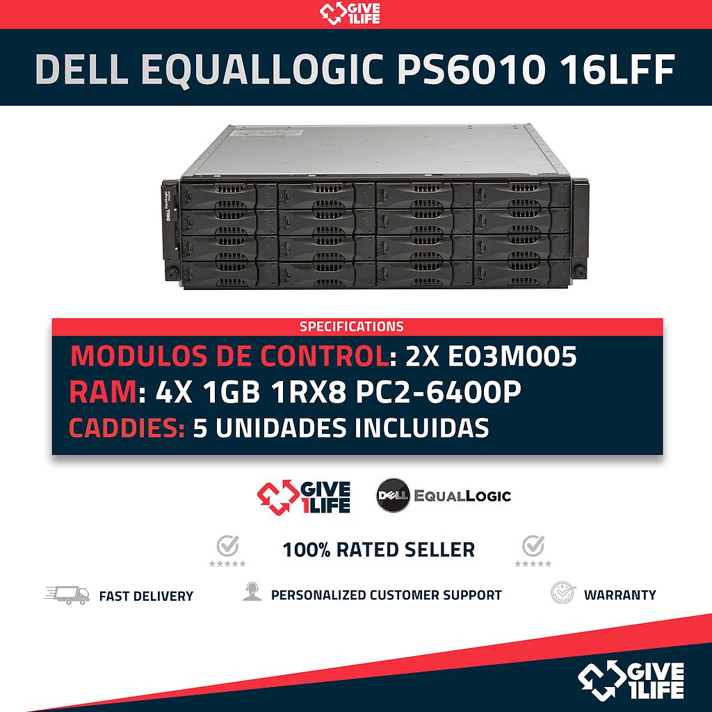 DELL EQUALLOGIC PS6010 16LFF 2xE03M005 + 10x CADDY+ 2x FUENTES