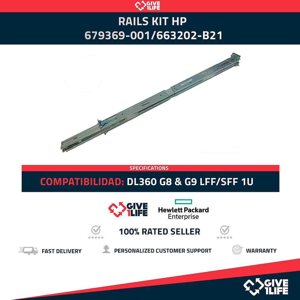 RAILS KIT HP PROLIANT DL360 G8, G9 G10 LFF 1U SLIDING 679369-001 663202-B21