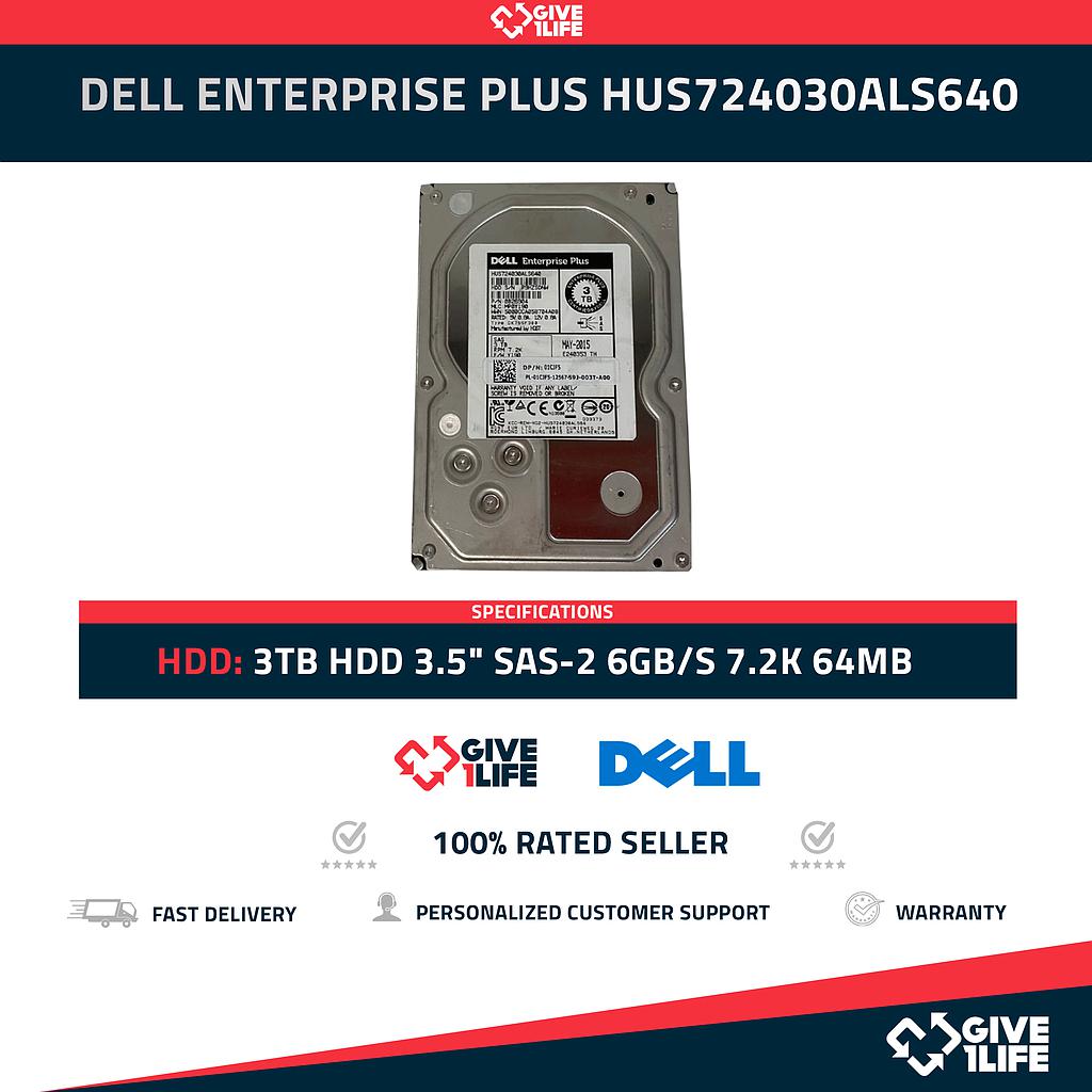 DELL ENTERPRISE PLUS HUS724030ALS640 3TB HDD 3.5" SAS-2 6GB/S 7.2K 64MB - 1CJF5